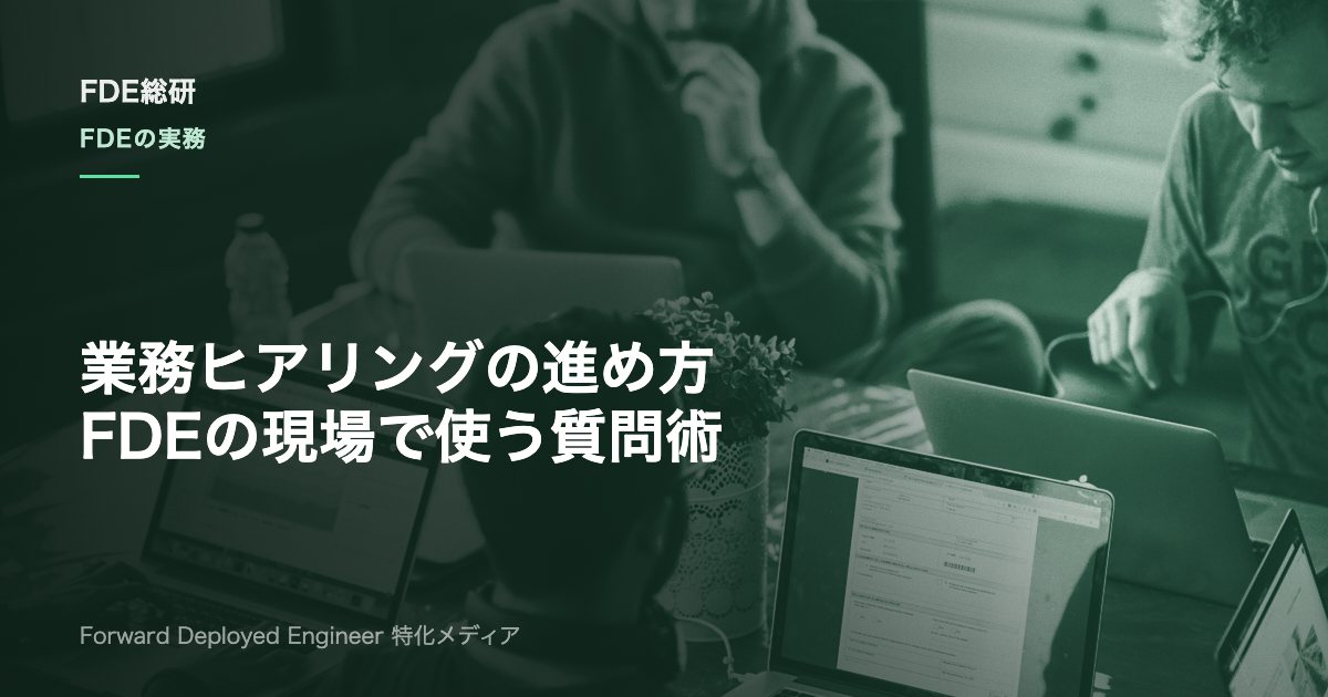 業務ヒアリングの進め方とは？FDEが現場で課題を掘り当てる手順と質問術